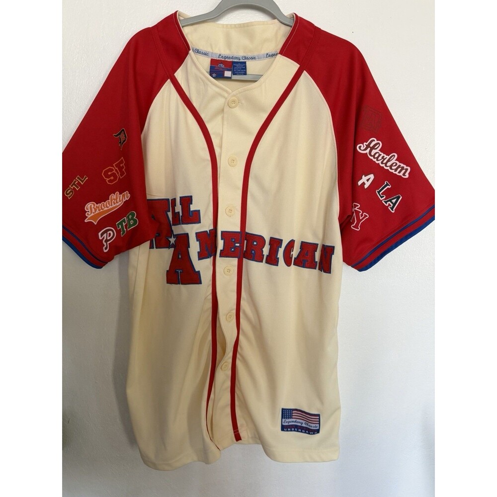 Legendary Classic All American Under Dawgs Baseball Jersey Cream Red Blue #3